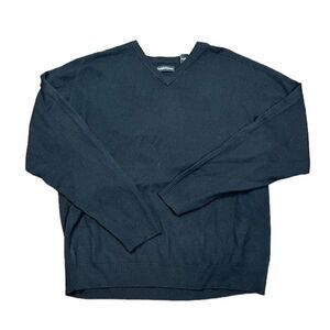 Joseph & Lyman 100% Extra Fine Merino Wool V-Neck Sweater Black Size Large